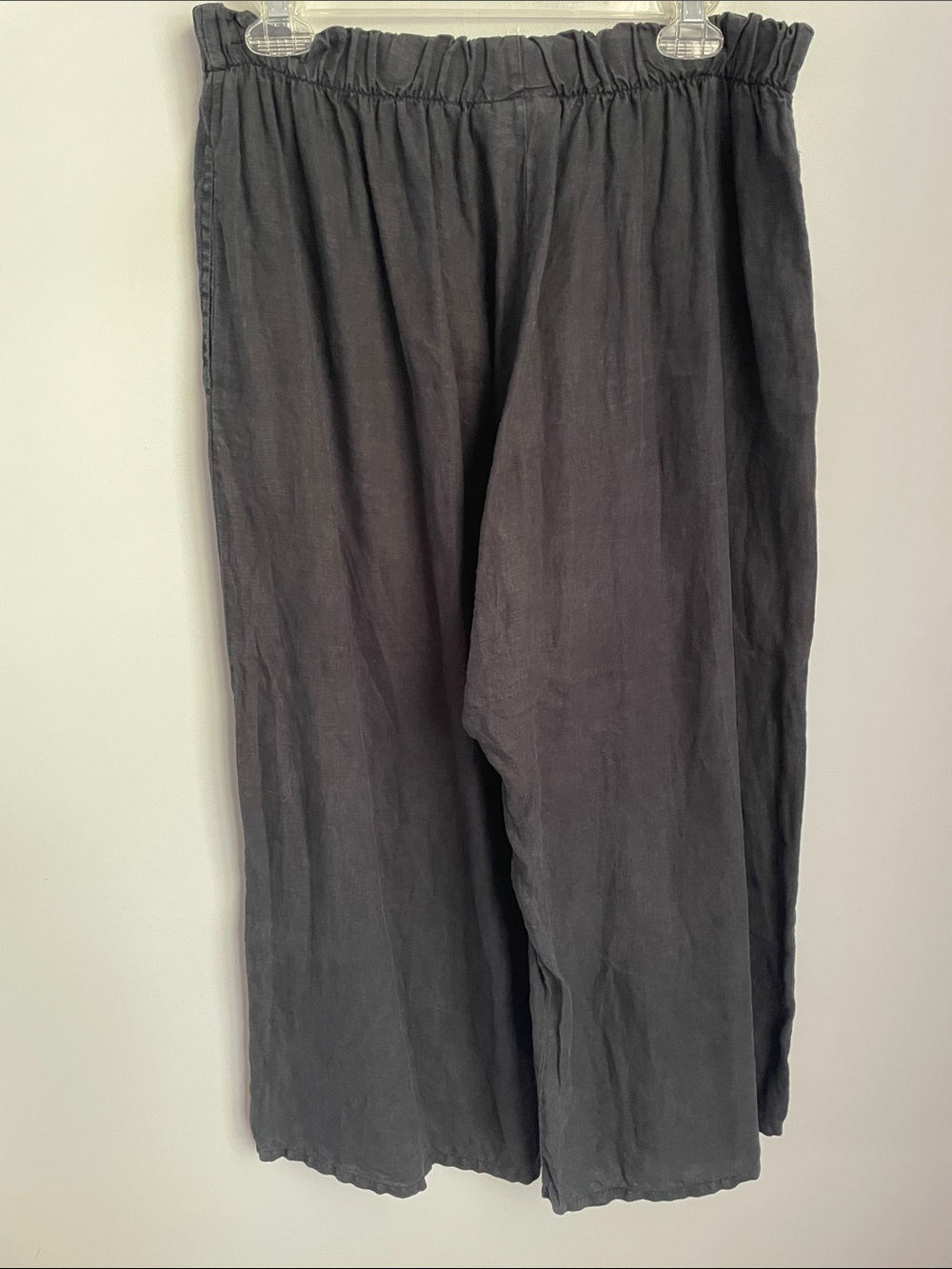 Bryn Walker Black Elastic-Waist Linen Pants Size Medium - Picture 3 of 10